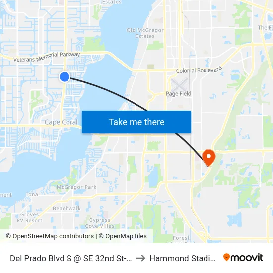 Del Prado Blvd S @ SE 32nd St-Nb to Hammond Stadium map
