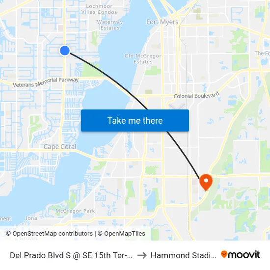 Del Prado Blvd S @ SE 15th Ter-Nb 2 to Hammond Stadium map