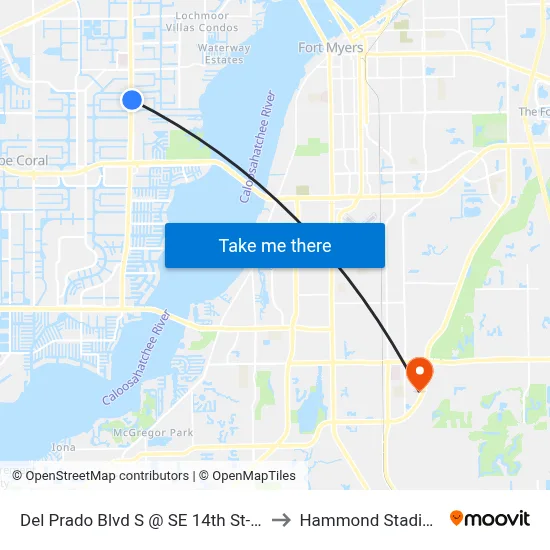 Del Prado Blvd S @ SE 14th St-Nb to Hammond Stadium map