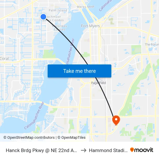 Hanck Brdg Pkwy @ NE 22nd Ave-Eb to Hammond Stadium map