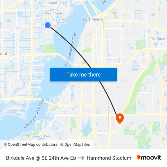 Birkdale Ave @ SE 24th Ave-Eb to Hammond Stadium map