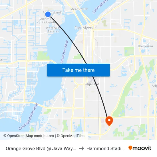 Orange Grove Blvd @ Java Way-Nb to Hammond Stadium map
