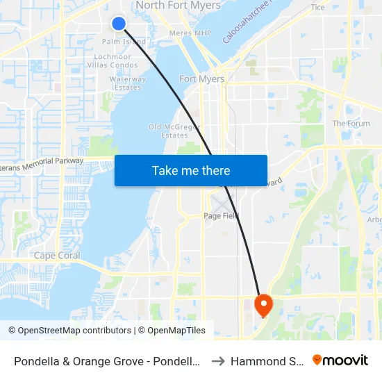 Pondella & Orange Grove - Pondella Rd @ July Cir to Hammond Stadium map