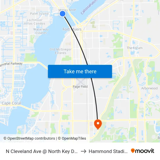 N Cleveland Ave @ North Key Dr-Nb to Hammond Stadium map