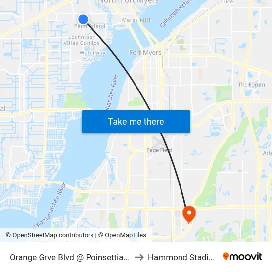 Orange Grve Blvd @ Poinsettia Dr to Hammond Stadium map
