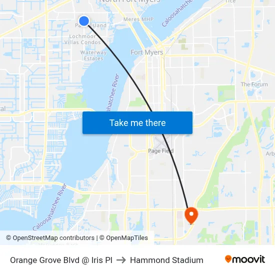 Orange Grove Blvd @ Iris Pl to Hammond Stadium map