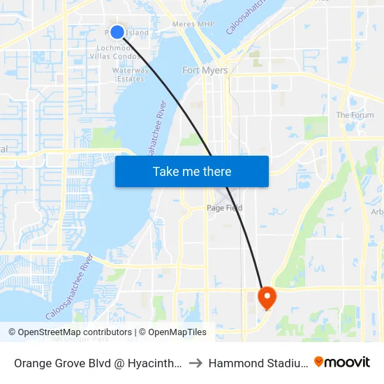 Orange Grove Blvd @ Hyacinth St to Hammond Stadium map