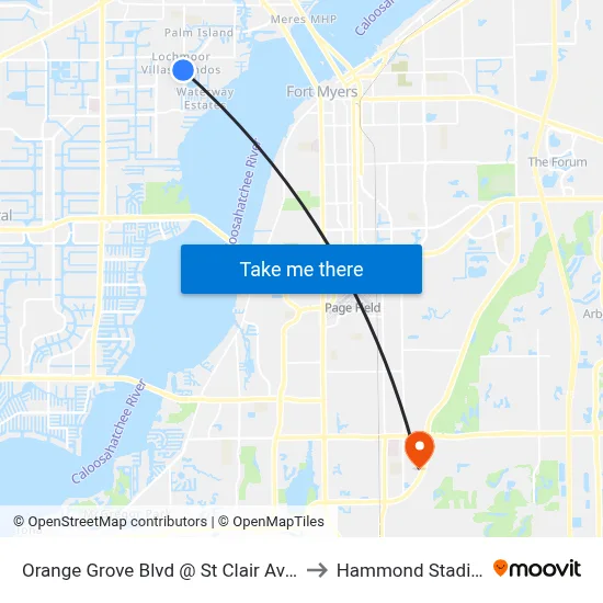 Orange Grove Blvd @ St Clair Ave-Sb to Hammond Stadium map