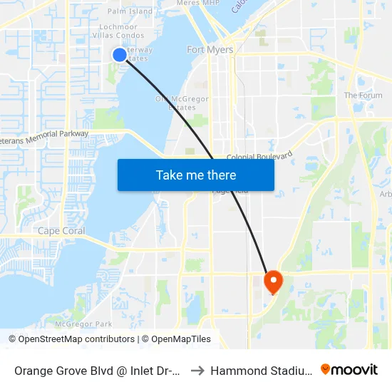 Orange Grove Blvd @ Inlet Dr-Sb to Hammond Stadium map