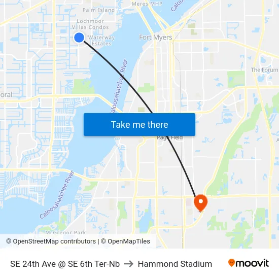 SE 24th Ave @ SE 6th Ter-Nb to Hammond Stadium map