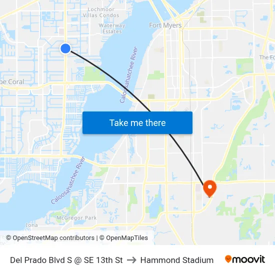 Del Prado Blvd S @ SE 13th St to Hammond Stadium map