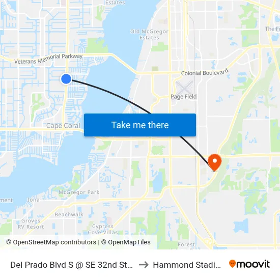 Del Prado Blvd S @ SE 32nd St-Sb to Hammond Stadium map