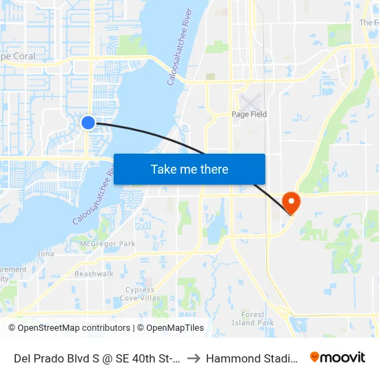 Del Prado Blvd S @ SE 40th St-Sb to Hammond Stadium map