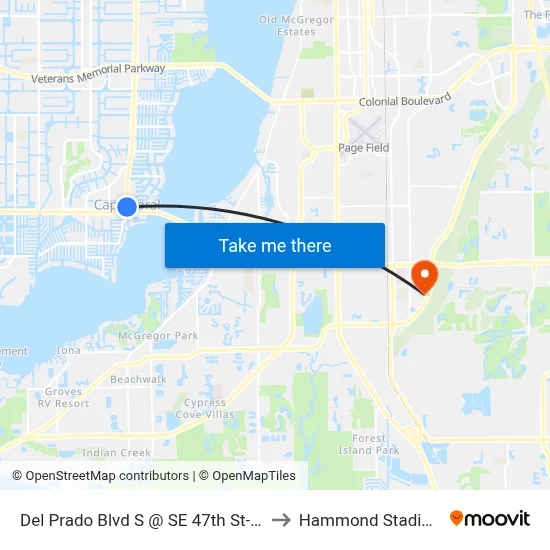 Del Prado Blvd S @ SE 47th St-Sb to Hammond Stadium map