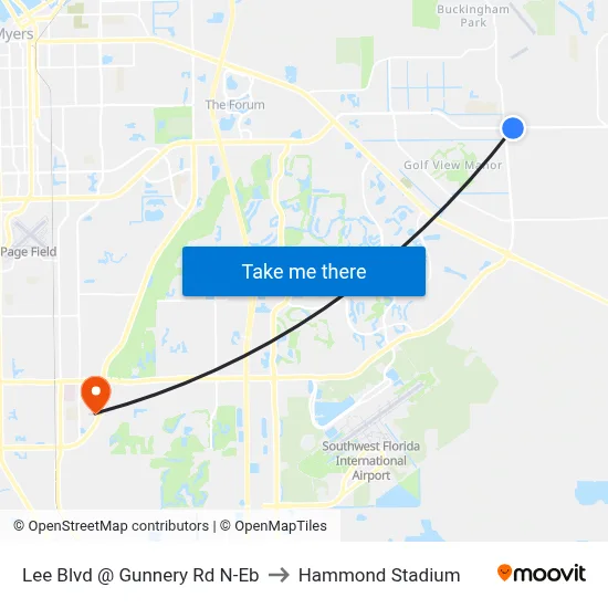 Lee Blvd @ Gunnery Rd N-Eb to Hammond Stadium map