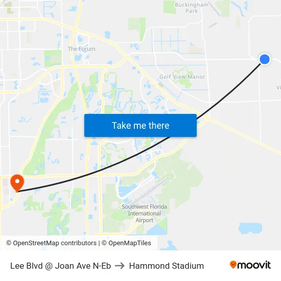 Lee Blvd @ Joan Ave N-Eb to Hammond Stadium map