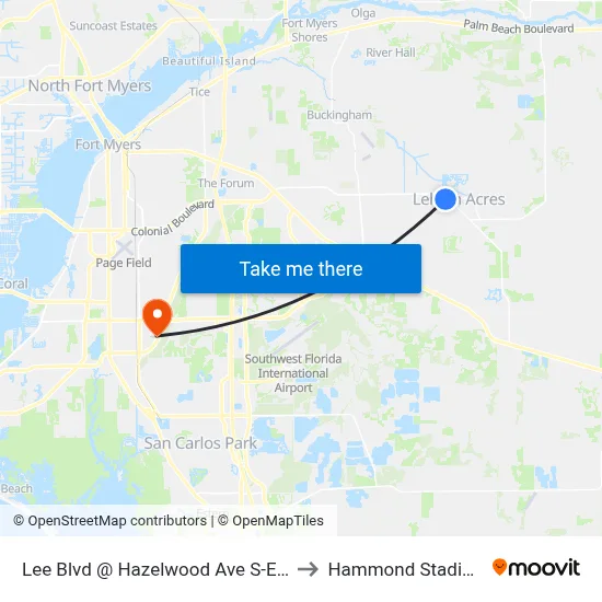 Lee Blvd @ Hazelwood Ave S-Eb1 to Hammond Stadium map
