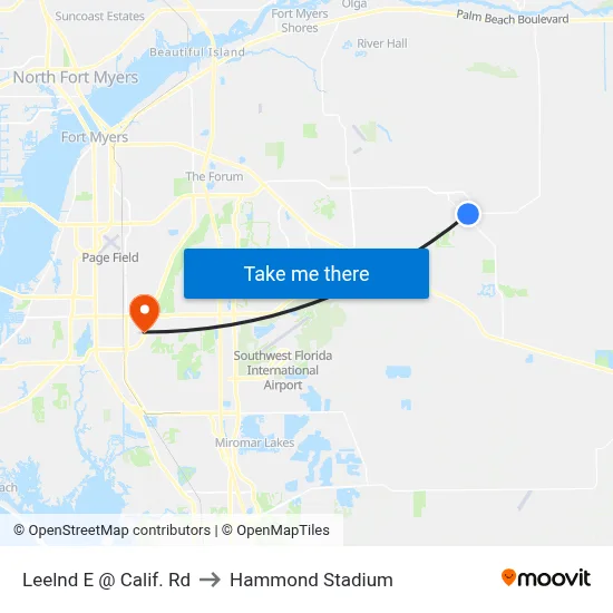 Leelnd E @ Calif. Rd to Hammond Stadium map