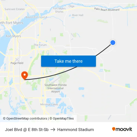 Joel Blvd @ E 8th St-Sb to Hammond Stadium map