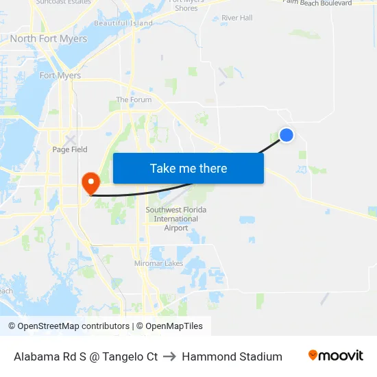 Alabama Rd S @ Tangelo Ct to Hammond Stadium map