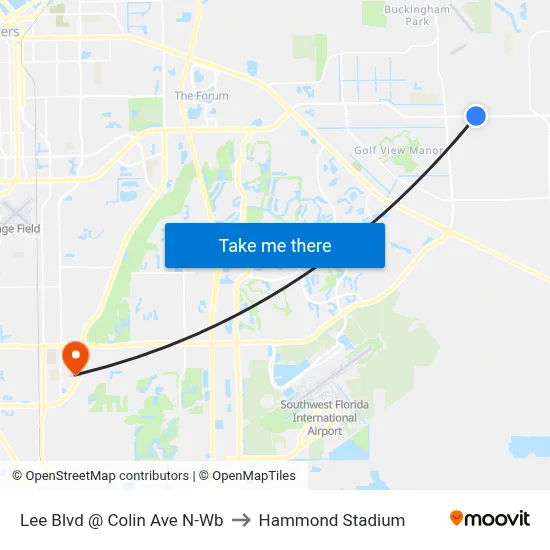 Lee Blvd @ Colin Ave N-Wb to Hammond Stadium map
