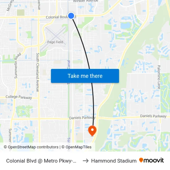 Colonial Blvd @ Metro Pkwy-Wb to Hammond Stadium map