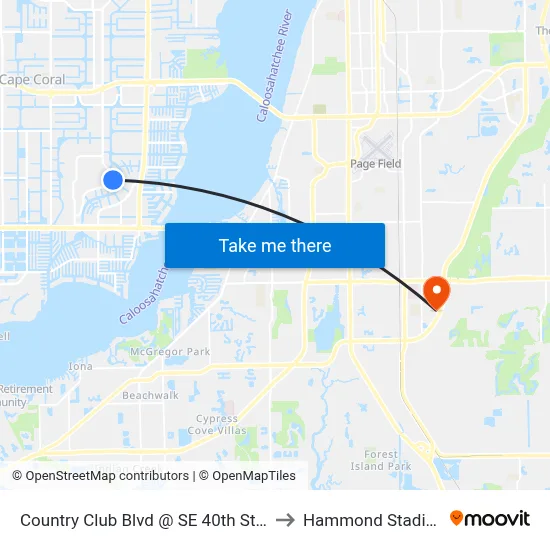 Country Club Blvd @ SE 40th St-Nb to Hammond Stadium map
