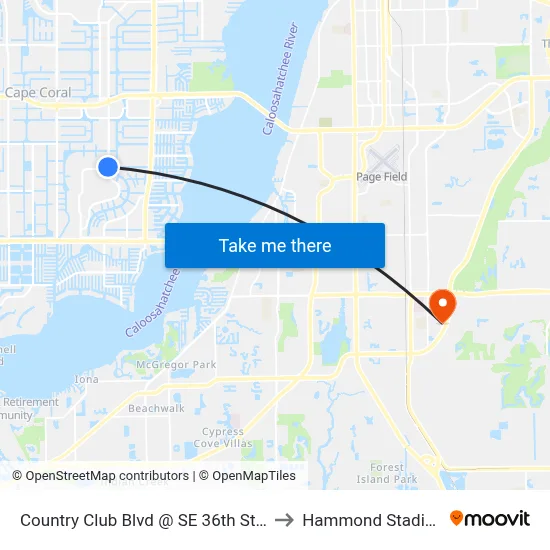 Country Club Blvd @ SE 36th St-Sb to Hammond Stadium map
