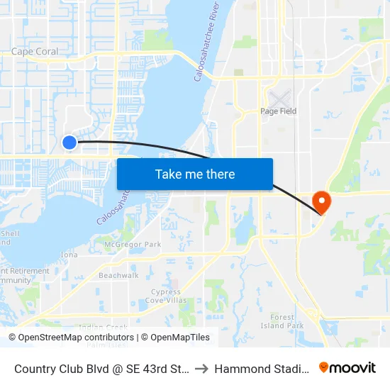Country Club Blvd @ SE 43rd St-Sb to Hammond Stadium map