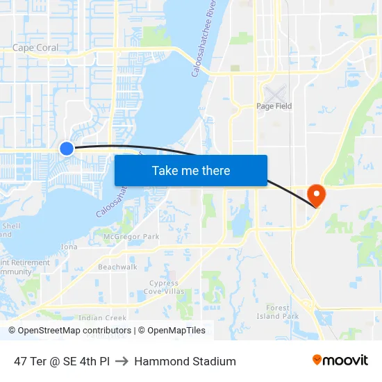 47 Ter @ SE 4th Pl to Hammond Stadium map