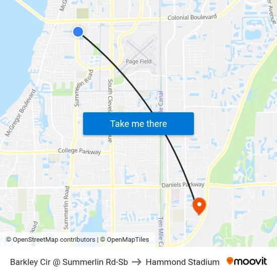 Barkley Cir @ Summerlin Rd-Sb to Hammond Stadium map
