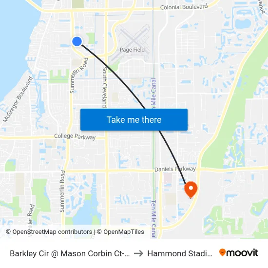 Barkley Cir @ Mason Corbin Ct-Wb to Hammond Stadium map