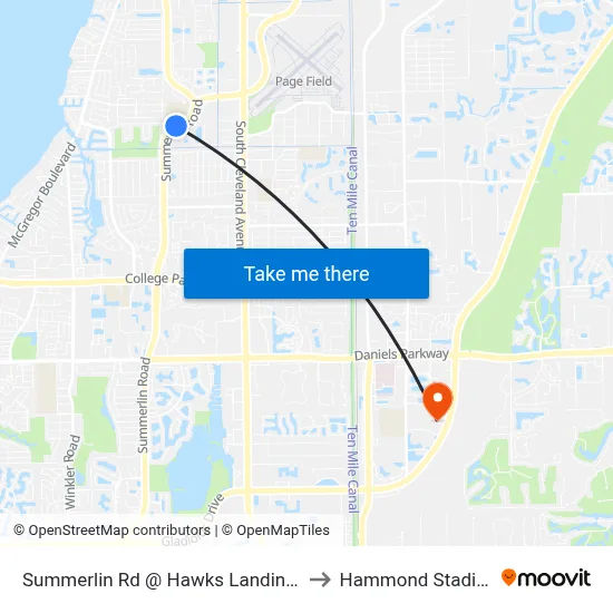 Summerlin Rd @ Hawks Landing Dr to Hammond Stadium map