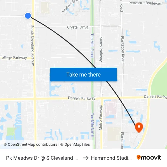 Pk Meadws Dr @ S Cleveland Ave to Hammond Stadium map