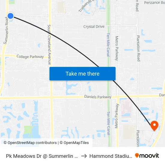 Pk Meadows Dr @ Summerlin Rd to Hammond Stadium map