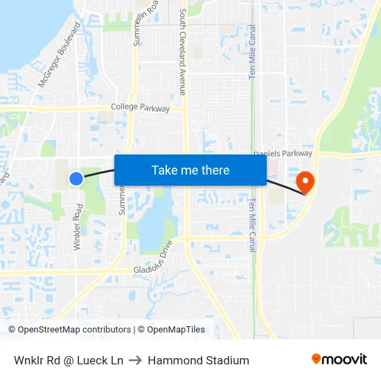 Wnklr Rd @ Lueck Ln to Hammond Stadium map