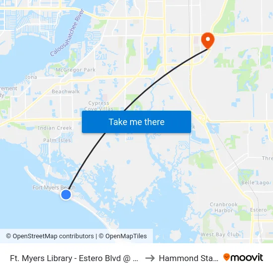 Ft. Myers Library - Estero Blvd @ School St to Hammond Stadium map
