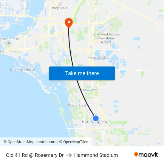 Old 41 Rd @ Rosemary Dr to Hammond Stadium map