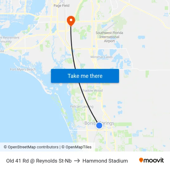 Old 41 Rd @ Reynolds St-Nb to Hammond Stadium map
