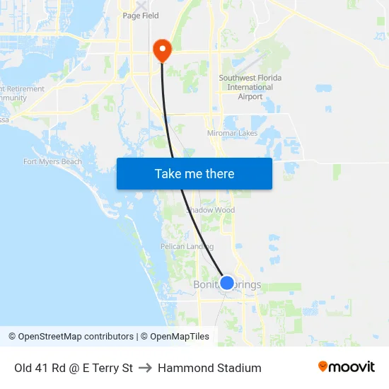 Old 41 Rd @ E Terry St to Hammond Stadium map