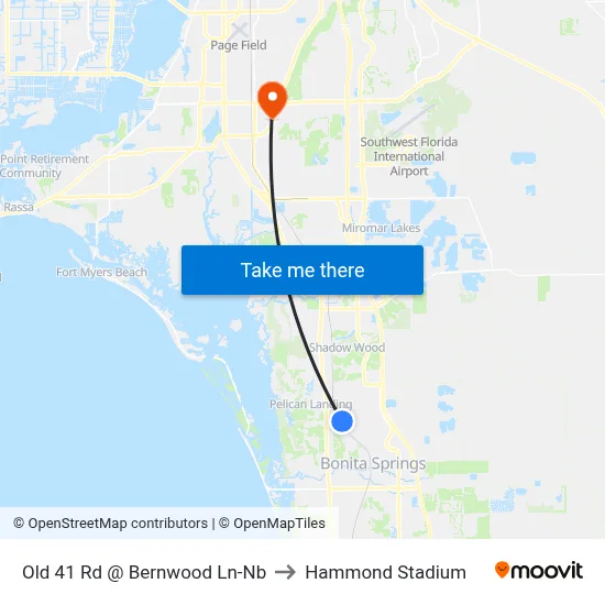 Old 41 Rd @ Bernwood Ln-Nb to Hammond Stadium map