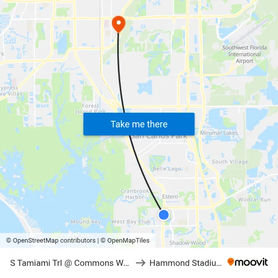 S Tamiami Trl @ Commons Way to Hammond Stadium map