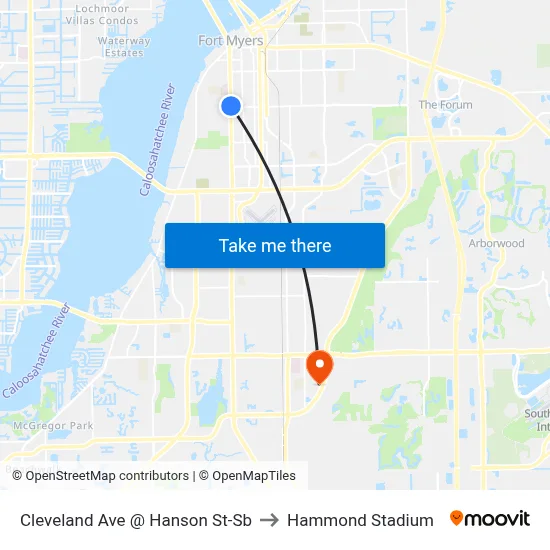 Cleveland Ave @ Hanson St-Sb to Hammond Stadium map