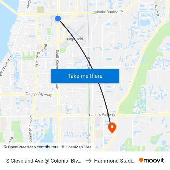 S Cleveland Ave @ Colonial Blvd-Sb to Hammond Stadium map