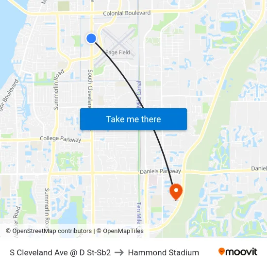 S Cleveland Ave @ D St-Sb2 to Hammond Stadium map