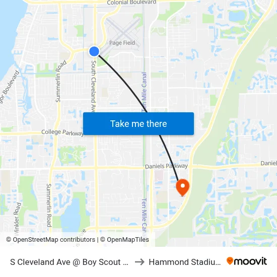 S Cleveland Ave @ Boy Scout Dr to Hammond Stadium map