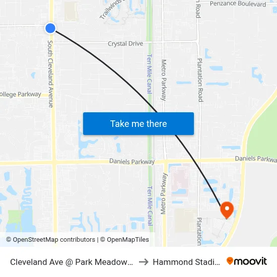 Cleveland Ave @ Park Meadows Dr to Hammond Stadium map
