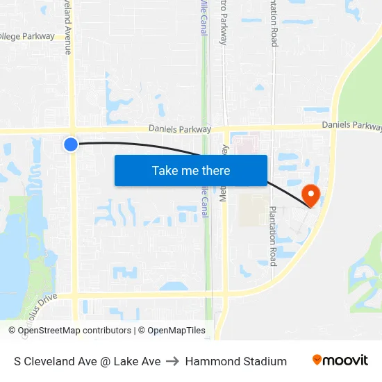 S Cleveland Ave @ Lake Ave to Hammond Stadium map