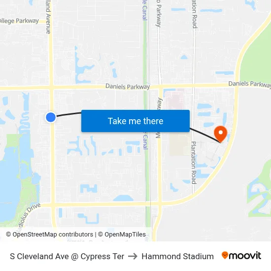S Cleveland Ave @ Cypress Ter to Hammond Stadium map