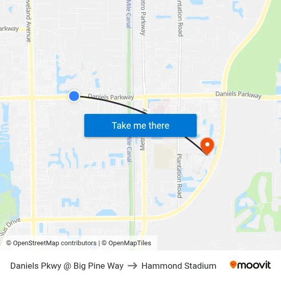 Daniels Pkwy @ Big Pine Way to Hammond Stadium map